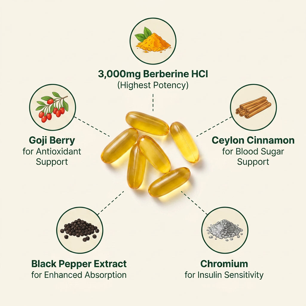 Pure Berberine — 3000mg High Potency Capsules