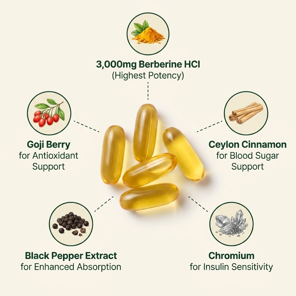Pure Berberine — 3000mg High Potency Capsules